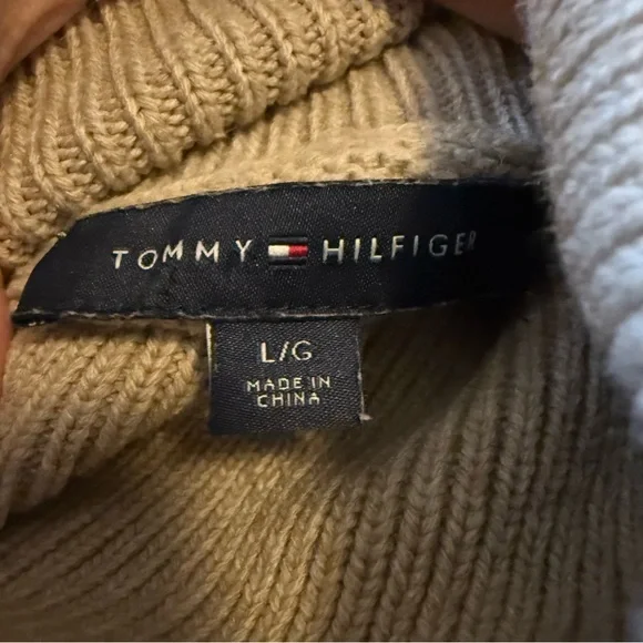 Tommy Hilfiger Fair Isle Argyle Turtleneck Sweater – Tan Blue Cream L - Picture 7 of 9